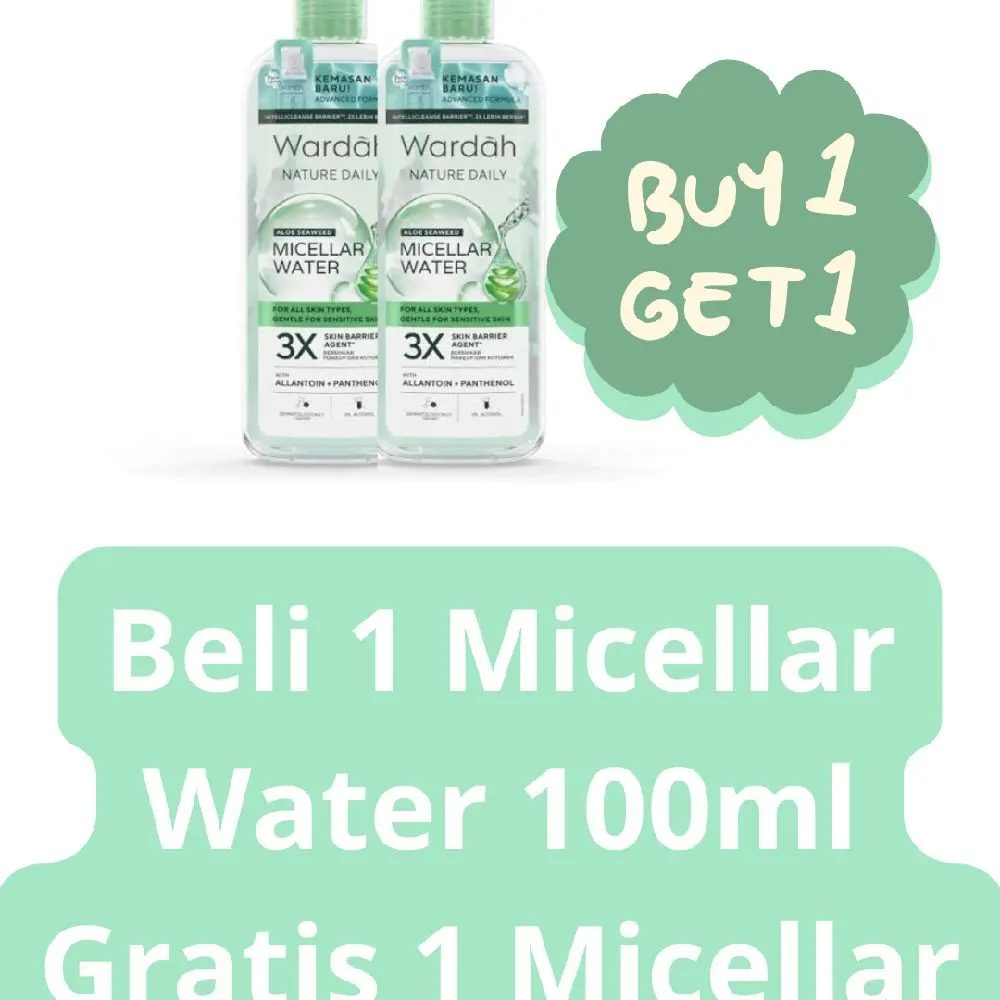Wardah Nature Daily Calm & Soothe Micellar Water 100ml buy 1 get 1 Free.