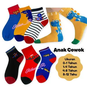 Paket 6 Pasang dan 3 Padang Kaos Kaki Anak Sekolah SD, TK, Paud, Bayi Motif Gambar