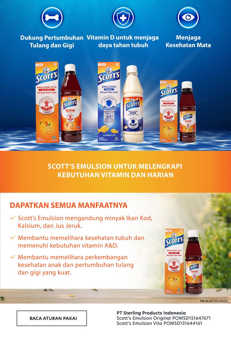 Scott's Emulsion Vita Rasa Jeruk dengan Vitamin A dan D + Kalsium 200ml ...