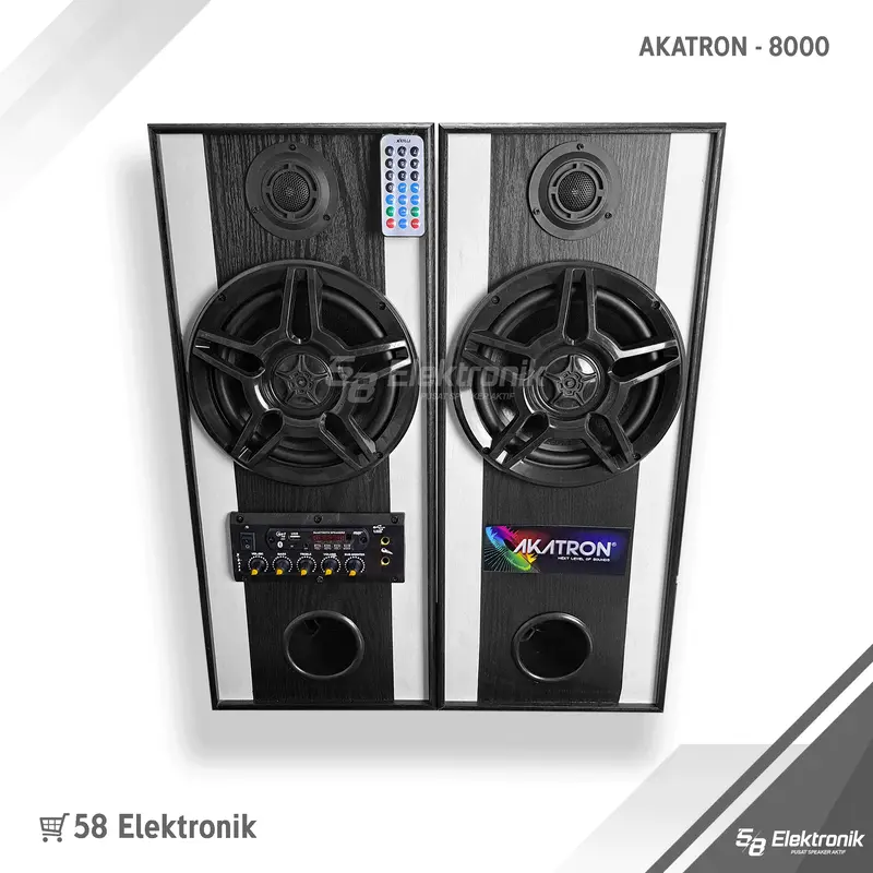 AKATRON 8000 - 8 INCHI Speaker aktif bluetooth karaoke double subwoofer Bass Mantab glerr sound 8inch 8" 1