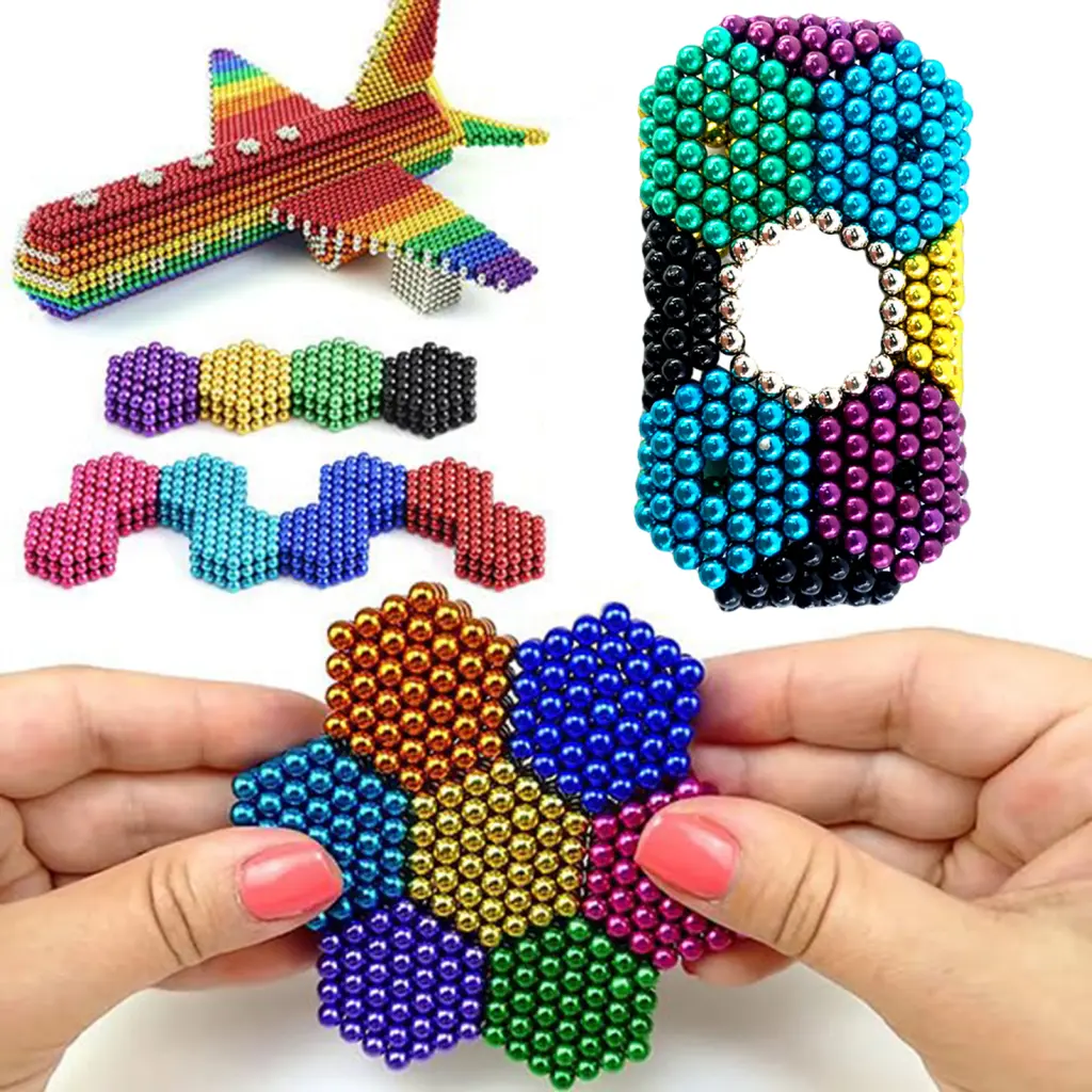 rulreacen Magnetic Bead Toy 512pcs Magnetic Ball Toy Set for Stress Relief and Educational 3d Building Fun Magnet Bead Kit for Kids and Adults