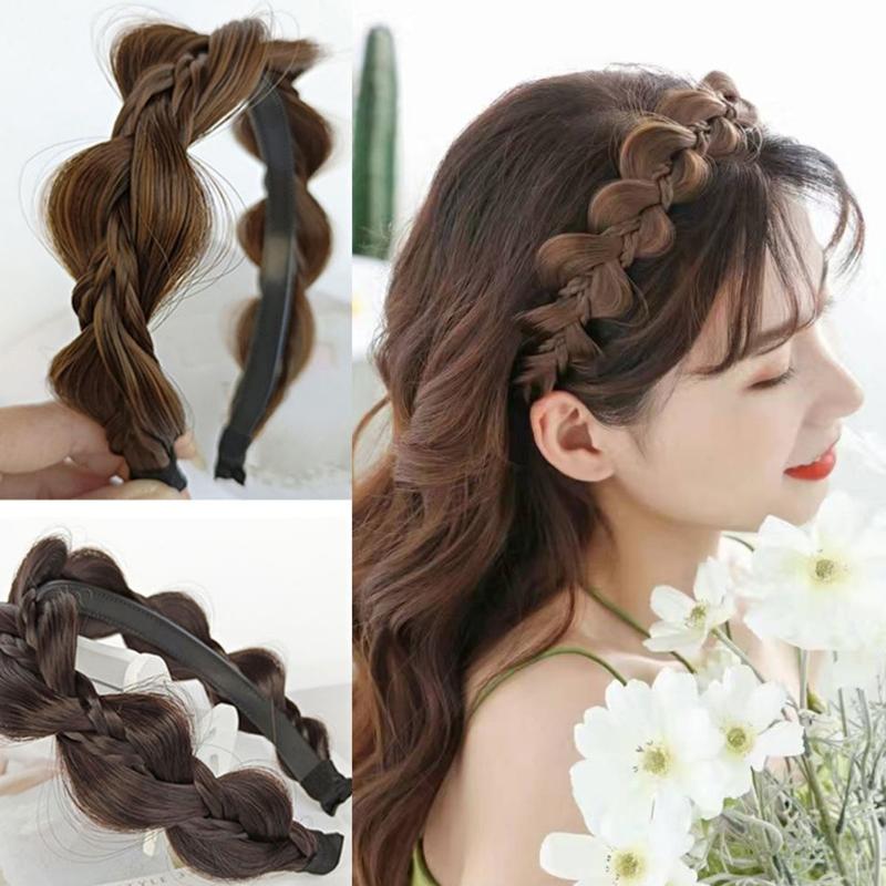 Product Introduction of Băng Đô Tóc Giả Bện Xoắn, Dành Cho Phụ Nữ Và Trẻ Em Gái, Phụ Kiện Tóc, Băng Đô Tóc Bện Xoắn, Rộng Vành Ba Lõi, Vòng Tóc Khung Trơn Women Thun 2