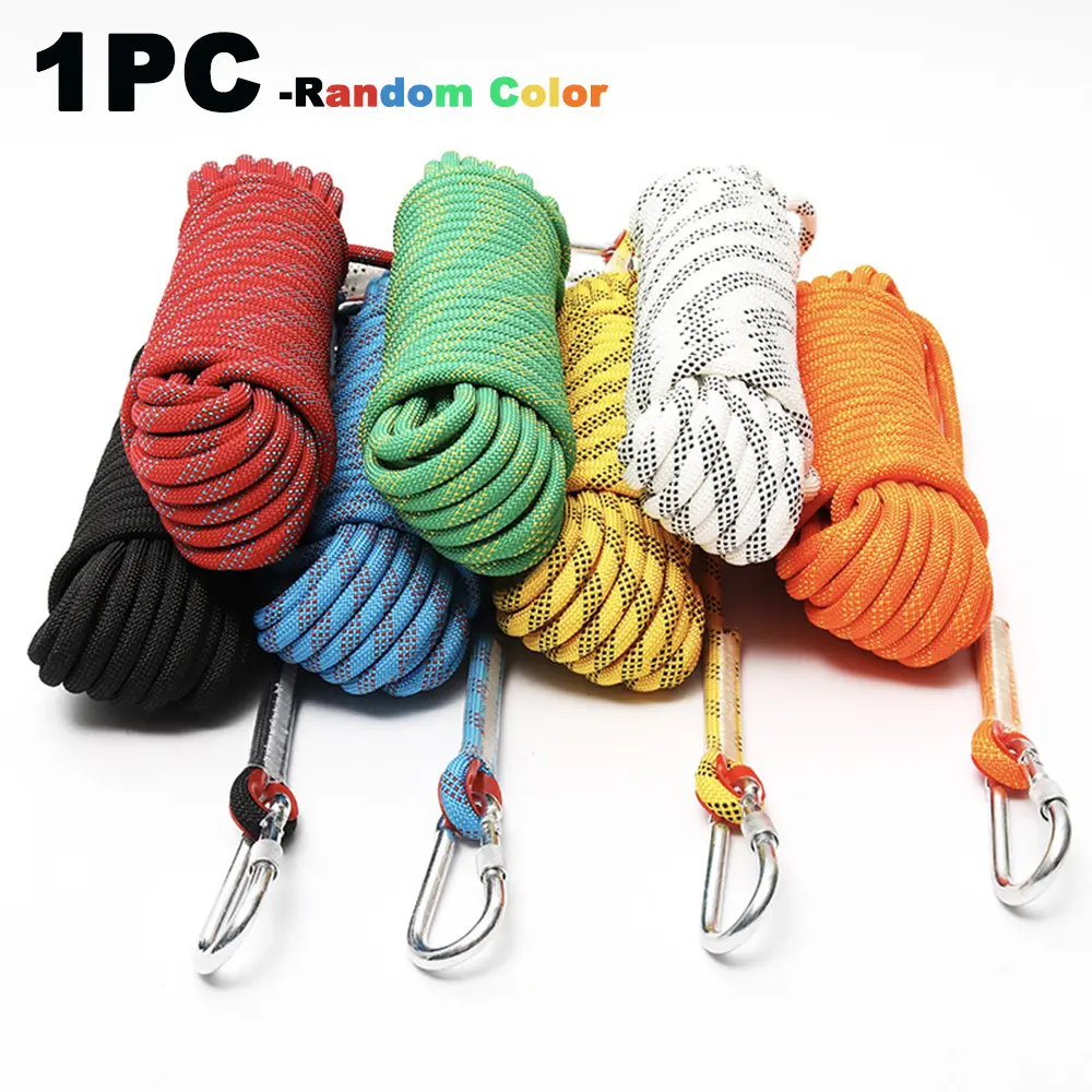 10 mm Static Climbing Rope Outdoor Rock Climbing Rope, Escape Rope Ice Climbing Equipment Fire Rescue Parachute Rope Random Color