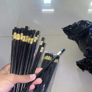 UNISO - [10 PASANG] SUMPIT ELEGAN BAHAN PLASTIK ALAT MAKAN SUMPIT HITAM ANTI LENGKET