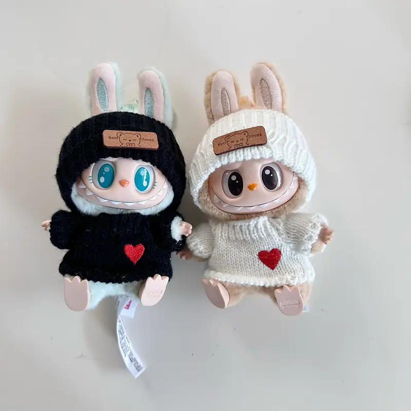 [Clothes only] labubu doll clothes pendant LALBUBU bear label hat love sweater set Cute Decoration Little Cloths#472032LS 3