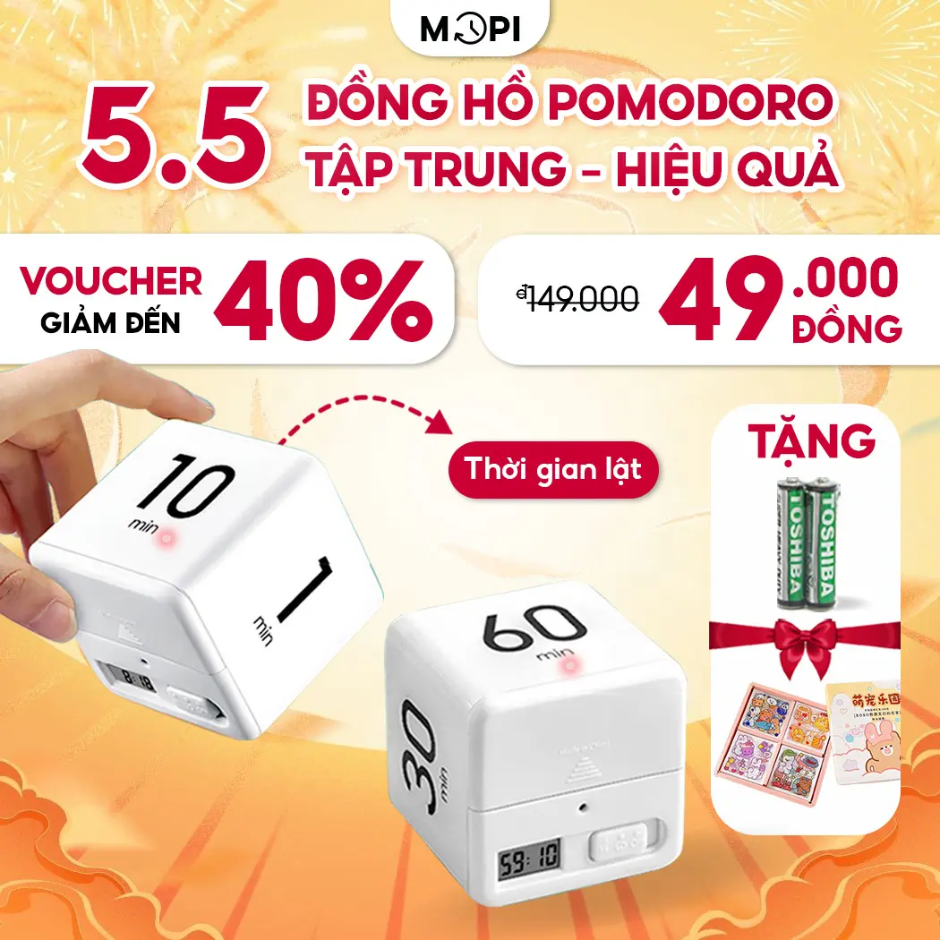 Đồng hồ Pomodoro đếm ngược,mopi timer quản lý thời gian trẻ em, hẹn giờ nấu ăn,tập thể dục, tập trung làm việc văn phòng