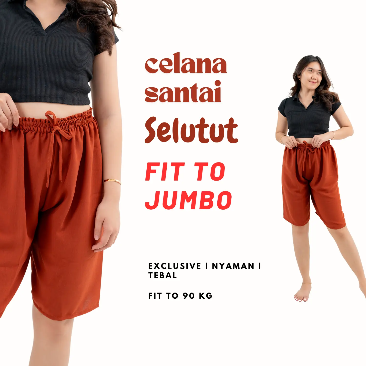 [PAKET 4] Celana 3/4 Rumahan Kulot Pendek 3/4 Selutut Rumahan Santai Wanita Korean Style Polos