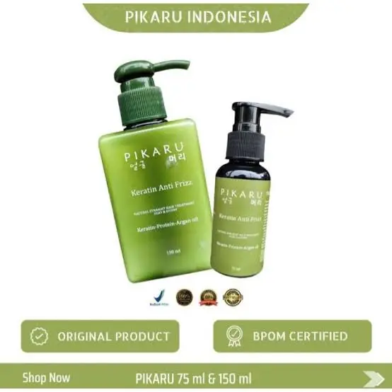 Paket 2 botol PIKARU Keratin 150&75ml Hair Treatment Anti Frizz - Meluruskan Rambut Pria & Wanita minyak cream kahf pomade wangi cowok ram but obat penumbuh styling gatsby
