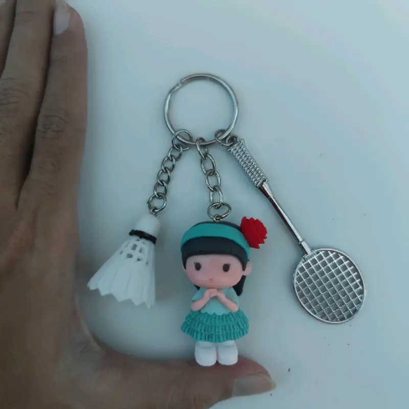 Gantungan Kunci Raket Shuttlecock Karakter Cewe Lucu - Keychain 5