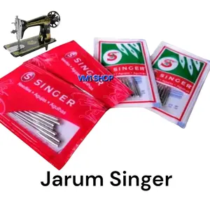 Jarum singer untuk mesin jahit rumah tangga tersedia ukuran : 11 ,13 ,14 , 16, 18, 21