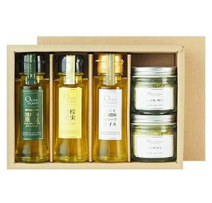 EXVオリーブオイルギフト 瀬戸内果実・檸檬果実・荏胡麻オリーブオイル 50ml 3本入り ＆ オリーブリーフソルト（ハーブミックス60g / 瀬戸内レモン60g ）ギフトセット/BOX入り 小豆島 オリーブオイル オリーブアイランド oliveisland ギフト お中元 御中元