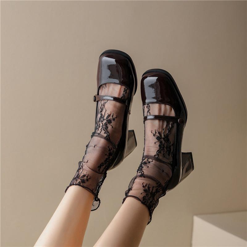 Thin Style Lace Middle Cylinder Women Sock Jap Jk Academic Style Flower Hollow Out Refreshing Socks For Women 4