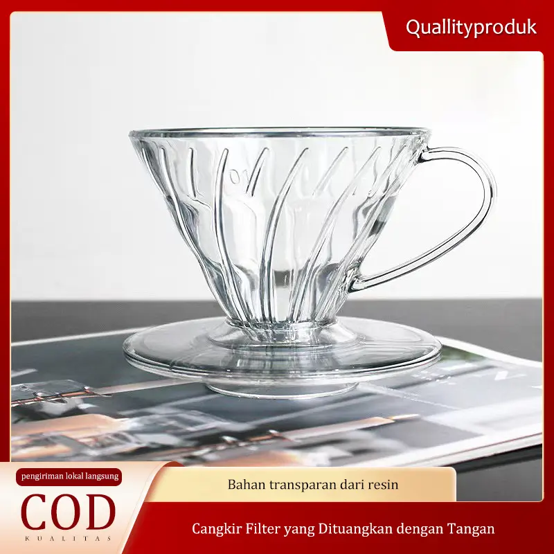 Cangkir Penyaring Kopi V60, Penyaring Kopi Coffee Kitchenware Spiral Kertas