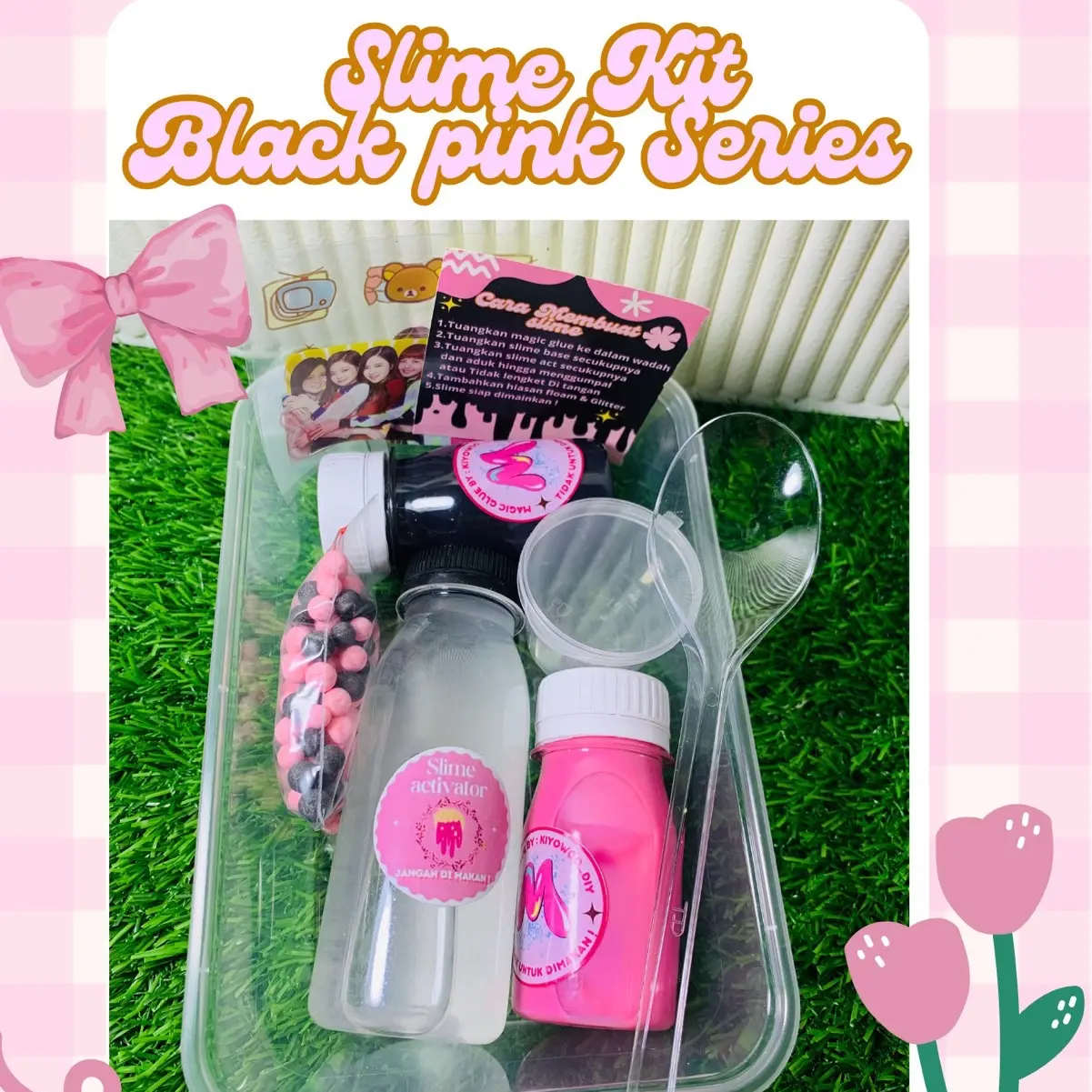 SLIME KIT BLACK PINK SERIES SLIME ANTI GAGAL BY KIYOWOO_Diy