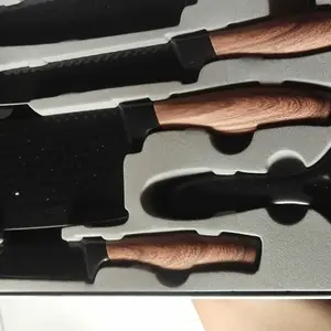 COD  Kitchen Knives Set 6 in 1 Black Diamond / Knife Set Diamond Anti Karat / Pisau Dapur Multifungsi Anti Lengket Stainless Steel Kitchenware