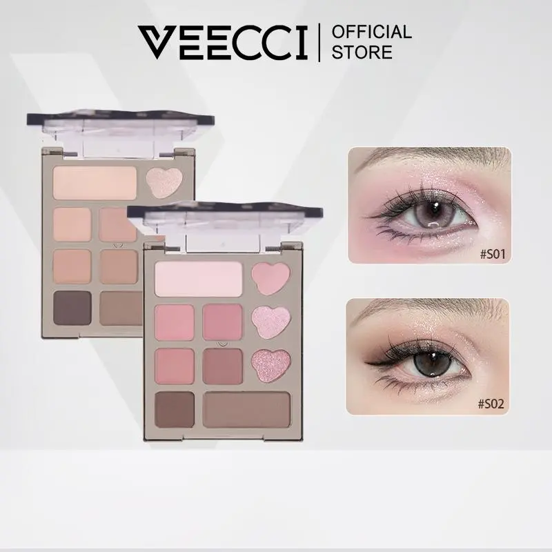 VEECCI Bảng Phấn Mắt 10 Ô Bảng Phấn Mắt Hồng Nhũ Lâu Dài Trang Năng Mịn Dễ Tán 4.2g