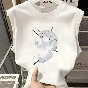 Rompi putih gaya Hong Kong, unisex, kaos tanpa lengan longgar dasar untuk remaja musim panas, atasan kasual serbaguna, rompi, atasan pria dan wanita gaya terbaru 2026, rompi olahraga serbaguna.