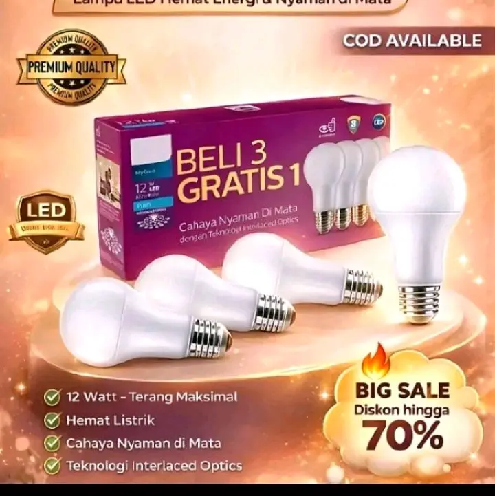 prom0 cuci gud4ng lampu LED mycar3 bulb 12 Watt radiantline b3li 3 gratis 1