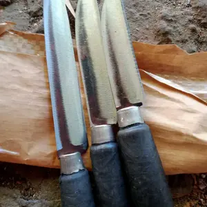 Promo 3 Pcs pisau dapur baja gagang plastik hitam - peralatan kitchenware buah besar sedang dan kecil