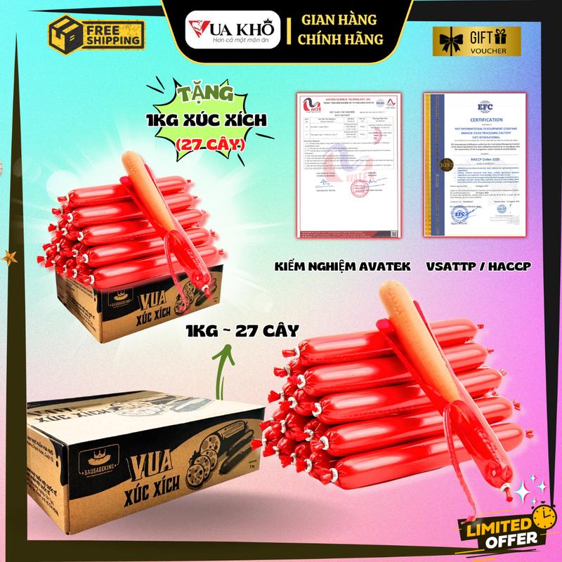 MUA 1KG xúc xích ăn liền (SIZE 35gr/cây = 27 cây/kg) TẶNG 1KG xúc xích  - Đồ ăn vặt snack, Food, ăn liền, Thức Ăn, ăn liền, xúc xích tiệt trùng   đồ ăn nhẹ khô