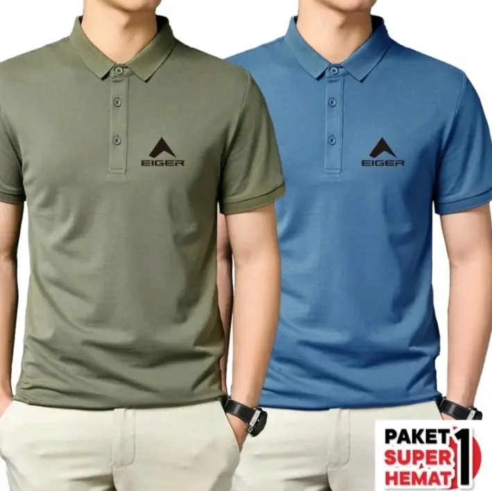COD..! POLO 1 PAKETAN 2 PCS BAJU POLO DISTRO / Baju Berkerah Lengan Pendek 1285 Logda Hitam Pria Keren T-shirt Quality Combed