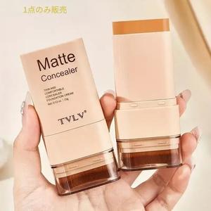 2-in-1 ファンデーションコンシーラースティック、長時間持続・ウォータープルーフ、マット仕上がり、内蔵ブラシヘッド、フルカバーのクリーミーなテクスチャー、複数色展開