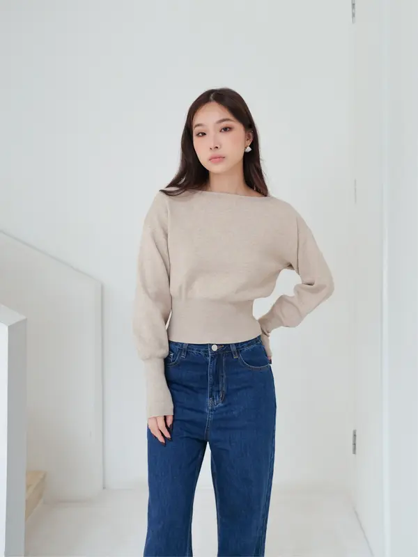 Kiyorawears - Yuki Knit Long Sleeve Top / One Shoulder Wanita / Sweater Knit / Atasan Wanita Kekinian / Atasan Rajut / Blouse Lengan Panjang / Blouse Wanita / Off Shoulder Top / Atasan Basic Rajut / Korean Style 5