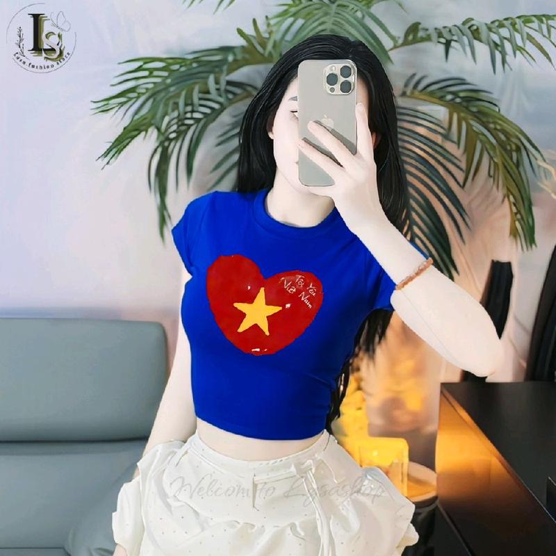 Áo Thun Croptop Borip In Hình "Tôi Yêu Việt Nam" Tay Ngắn Cổ Tròn Nhiều Màu Sắc Form Basic Dáng Ngắn Ôm Body Nữ Women Ao Thun Nữ Mặc Hè Áo Nữ Xinh Áo Rẻ Áo Phông Nữ Ôm Body Áo Bó Croptop Áo Kiểu Độc Lạ Đẹp aothun phoico b muahe bl bbt áocổtim vss hot
