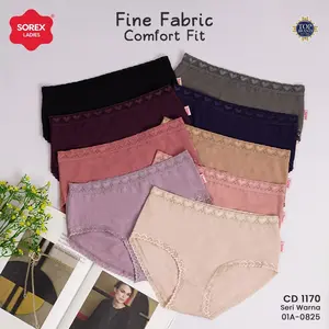 Sorex (3 pc, 6 pc, 12 pc) CD/Celana Dalam Wanita 1170 Mini dan 1172 Maxi Lace & Love Renda Cantik Katun Mix