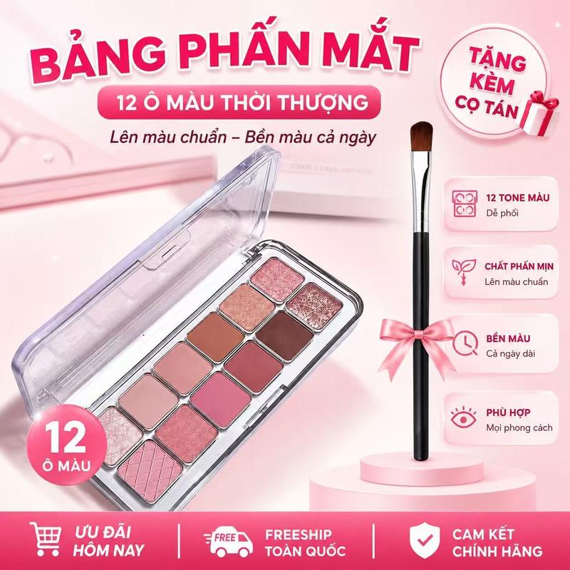 Bảng phấn mắt 12 màu đa năng - Kết cấu hồng lì mềm mại theo phong cách Hàn…