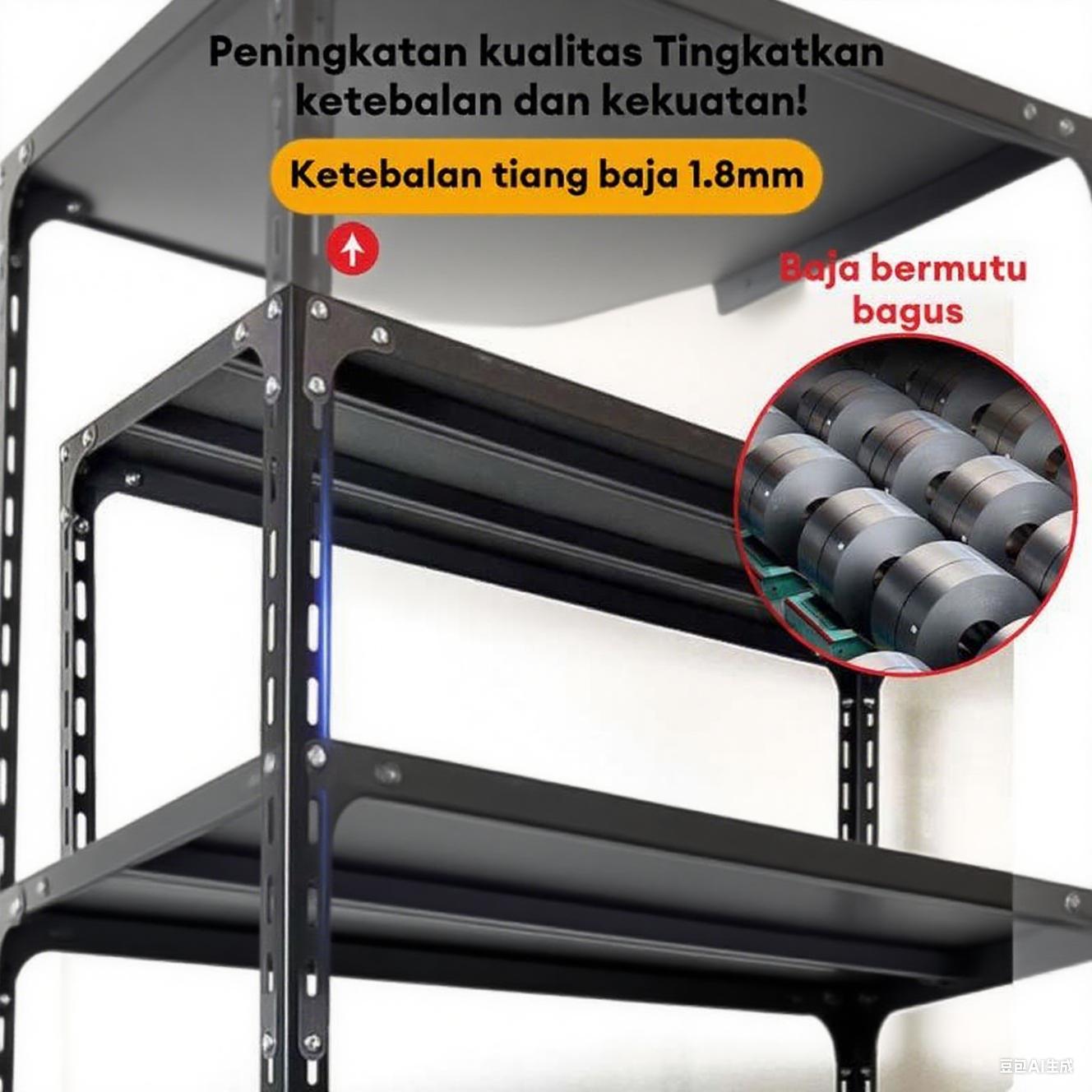 Rak Sudut Baja Full 5/6 Lapisan Tersedia Rak Penyimpanan Serbaguna Cocok untuk Berbagai Skenario Sepanggah Gudang Supermarket Dapur dll Beban Tahan dan Tahan Lama 1,2 mm Ketebalan Plat Besi 3/4/5/6 Tingkatan Ketinggian