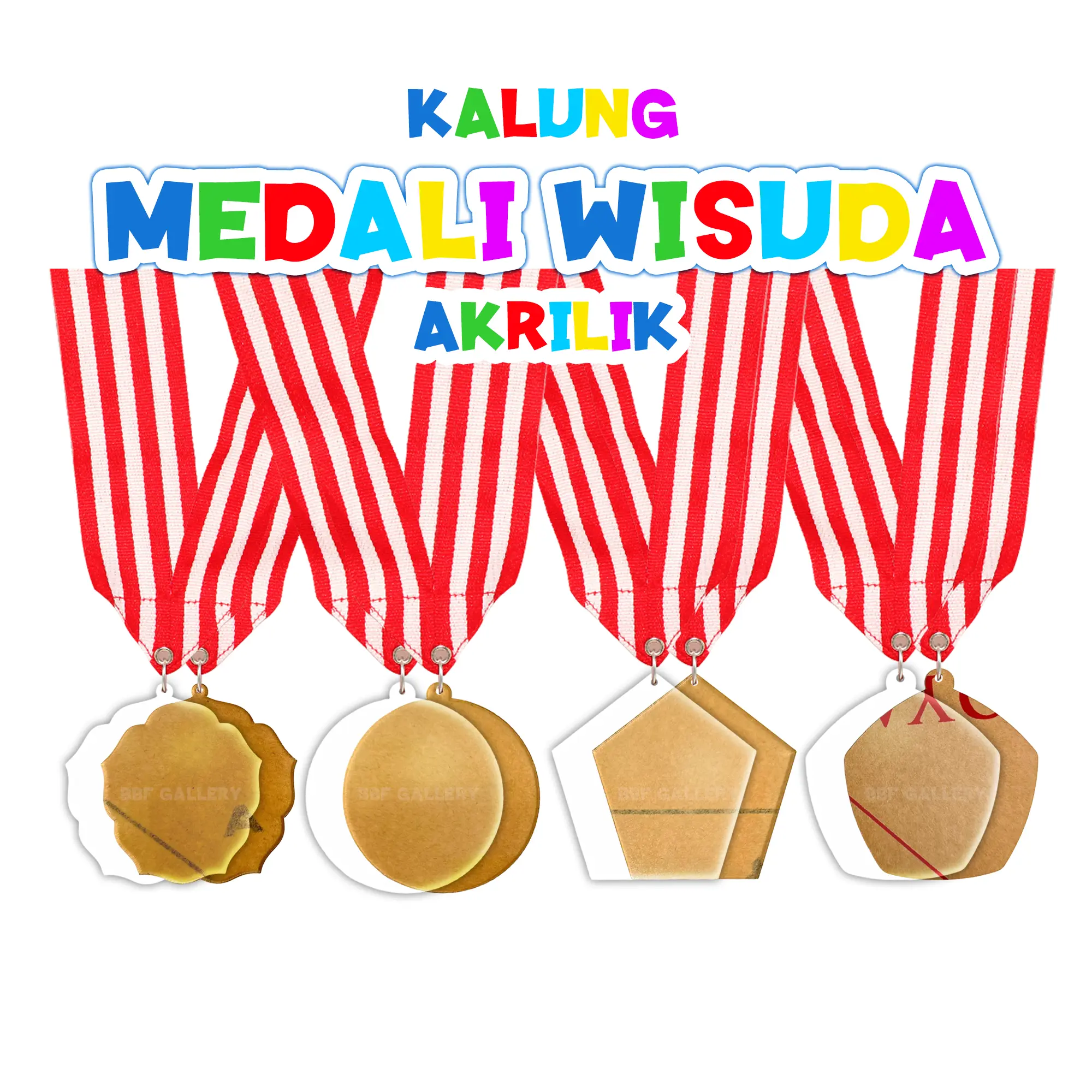 10 PCS Kalung Medali Akrilik Murah Plus Tali Tanpa Stiker Mendali Acrylic Wisuda Polos