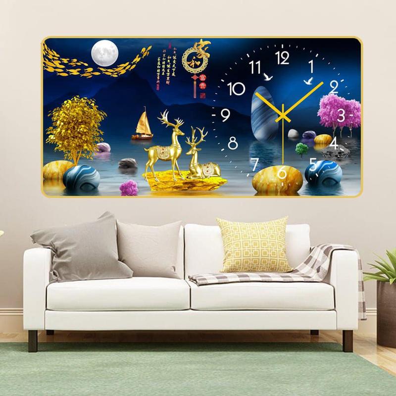 Đồng hồ tráng gương cao cấp 5D in UV chất lượng cao Decor Decor Phòng Trang Trí Nhà Treo Tường Phòng Khách đồng hồ đồng hồ tranh tráng gương