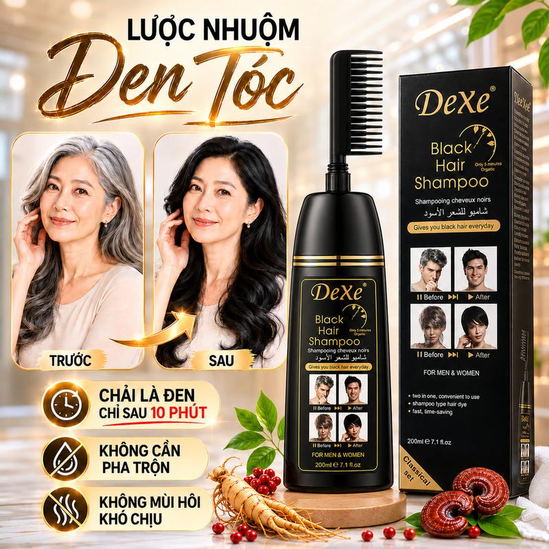 Lược chải nhuộm tóc đen phủ bạc DEXE 200ML chiết xuất từ nhi