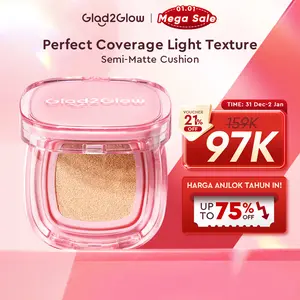 Glad2Glow Perfect cover waterproof cushion dengankandungan skincare mencegah kekusaman dan kulit keringsepanjang hari G2G fondation skin tint Concealer Foundation Wajah foundation cushion anti oksidasi dan tahan lama cushionnya glad2glow