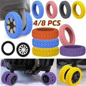 4/8 Buah Pelindung Roda Bagasi Silikon/Penutup Roda Putar Pengganti Cincin Karet Senyap Waterproof
