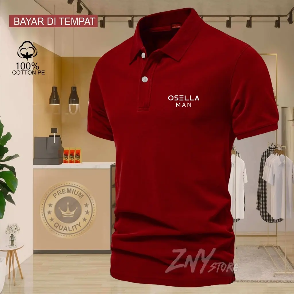 COD T-shrit POLO kerah Osella man logo Putih Baju Kaos Kerah Dewasa Shirt / Kaos Wangki Pria Polo / Kaos Seragam / Kaos Kerah Pria Wanita