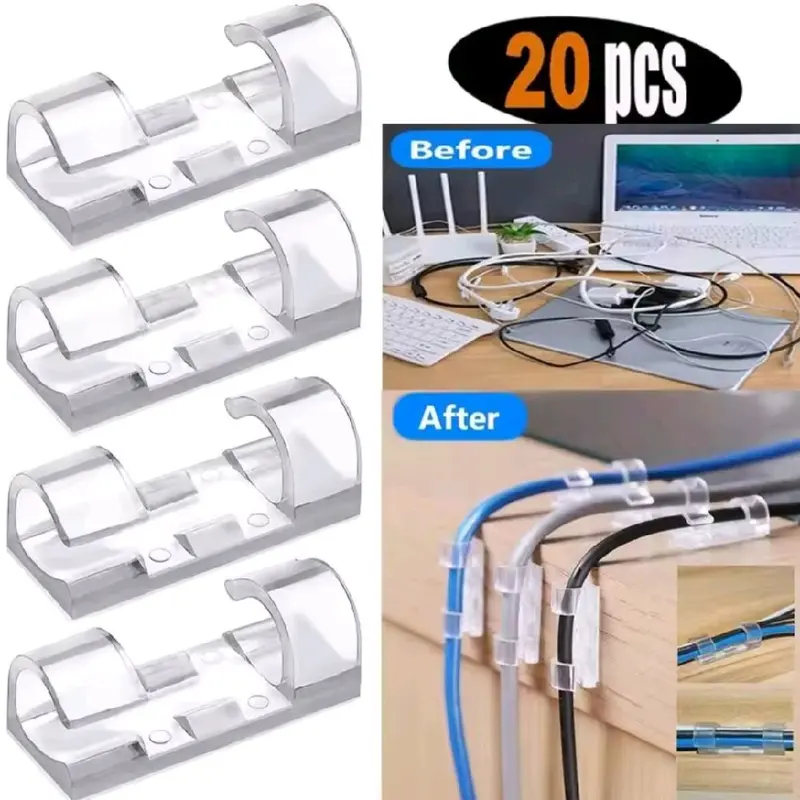 20PCS Klip Kabel Organizer Cable Tempel Dinding Meja Kursi Kayu Penjepit Kaber 6