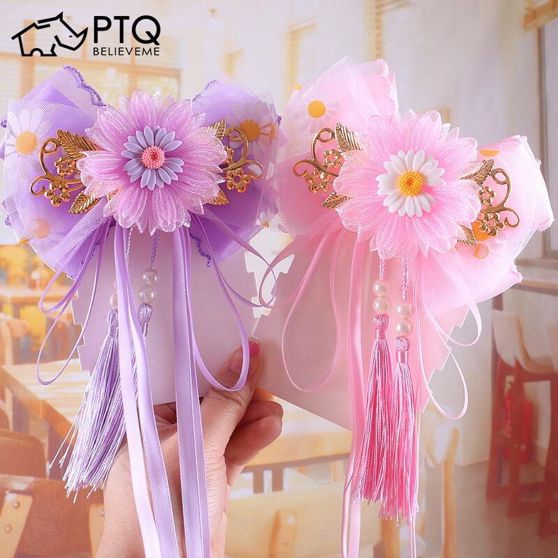 Product Introduction of Flowers Hairpins For Children New Bowknot Streamers Hair Accessories Fresh and Sweet Retro Jewelry Hairpins Gifts For Girls AKKU 15