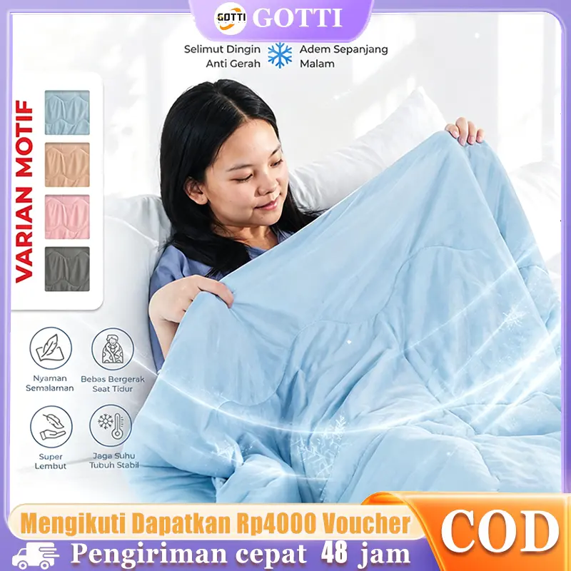 [SELIMUT DINGIN VIRAL] 2 Sisi Dingin Anti Bakteri Halus Lembut Bahan Adem Premium 4 Warna Ukuran 150x200 200x230 Hand Wash Dry Clean Hadiah Harga Ekonomis Gottdi