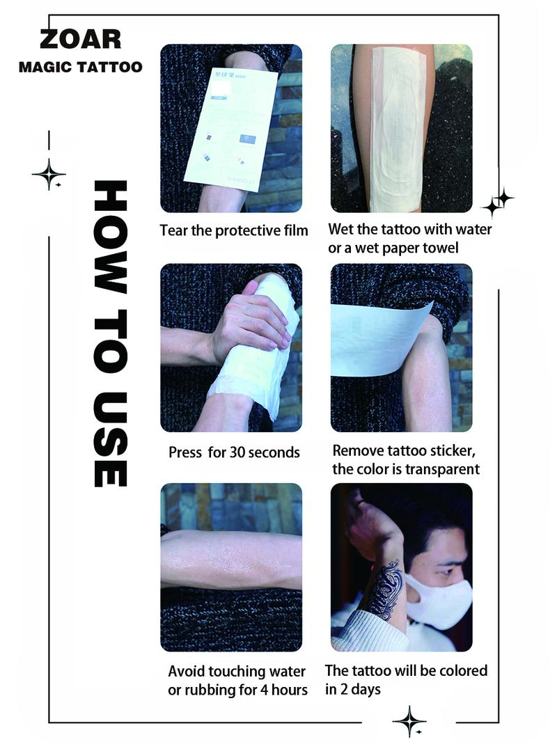 Product Introduction of Temporary tattoo sticker ZOAR-P91 Long-lasting tattoo adhesive art decoration for men and women. 6