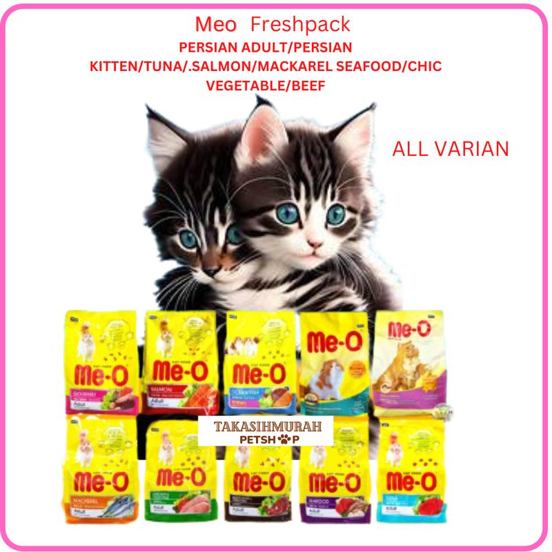 Me-o meo freshpack 1.1 persian adult / kiten persian / kitten ocean fish / meo  tuna mackarel salmon beef chicken vegetableetable gourmrnt ,meo repack 1kg 1