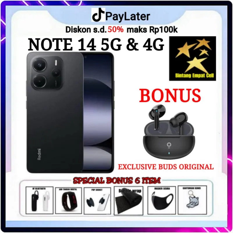 (EXCLUSIVE MASBOIS) XIAOMI REDMI NOTE 14 5G 4G 8/128 & 8/256 & 12/512 GARANSI RESMI 0