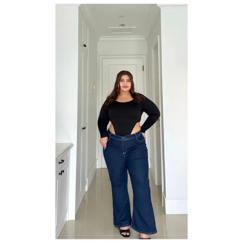 Celana jeans cutbray highwaist wanita bigsize kekinian panjang strecth 1