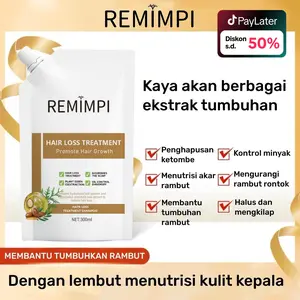 REMIMPI Anti Hair Fall Hair Treatment Shampoo Oil Control Anti-dandruff Herba Extract Anti Hair Loss Anti Rambut Rontok Anti Ketombe Perawatan Haircare Sampo 300ml