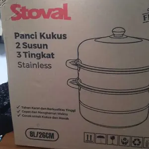 [SPECIAL LIVE PROMO] STOVAL Steamer 2 Susun 3 Tingkat Panci Kukus Stainless Steel - Panci Kukus Multifungsi Anti Karat Food Grade 26 CM