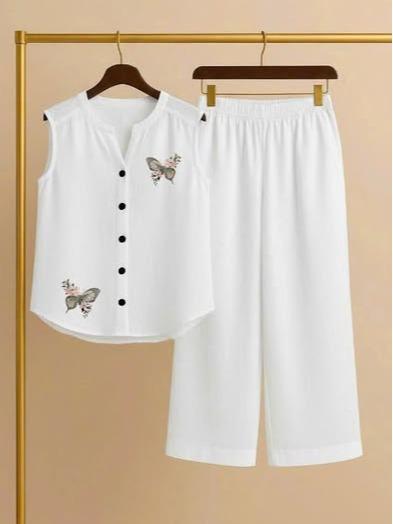  Set Bộ Nữ Áo Sát Nách Quần Suông Chất Đũi Mặc Nhà Thoáng Mát set đồ đẹp Top Women set nữ Mã AN01 