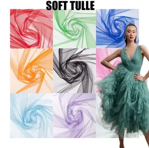 (harge per 0.5 meter)Kain Tile polos kain Soft Tulle - halus lembut - Tile polos premium Kayu