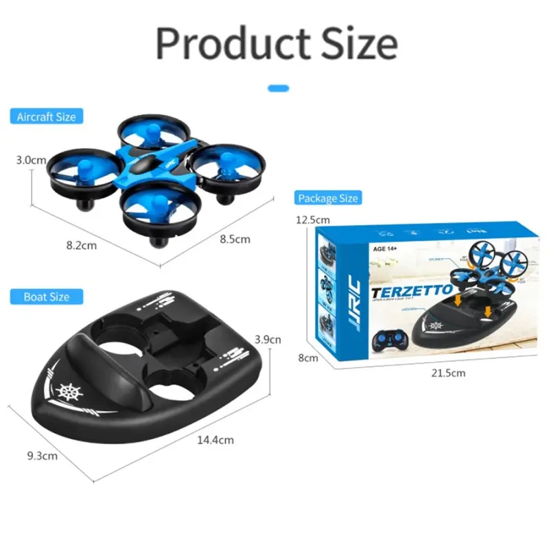 Drone Mini Murah JJRC H36F H101 Terzetto Ground Water Air Racing Boat perahu 3 in 1 2