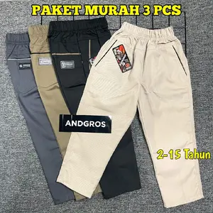 Paket Hemat 3 Celana Panjang Anak Laki Laki Umur 2-14 Tahun Bahan American Drill Tebal Fashion